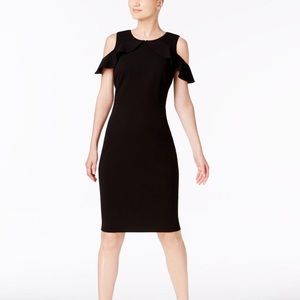 Calvin Klein Ruffled Cold-Shoulder Sheath Dress
